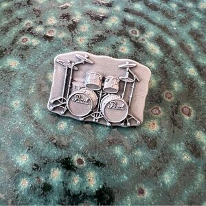 Pearl Drums Official Pin Back Pewter Double Bass Drum Kit Set